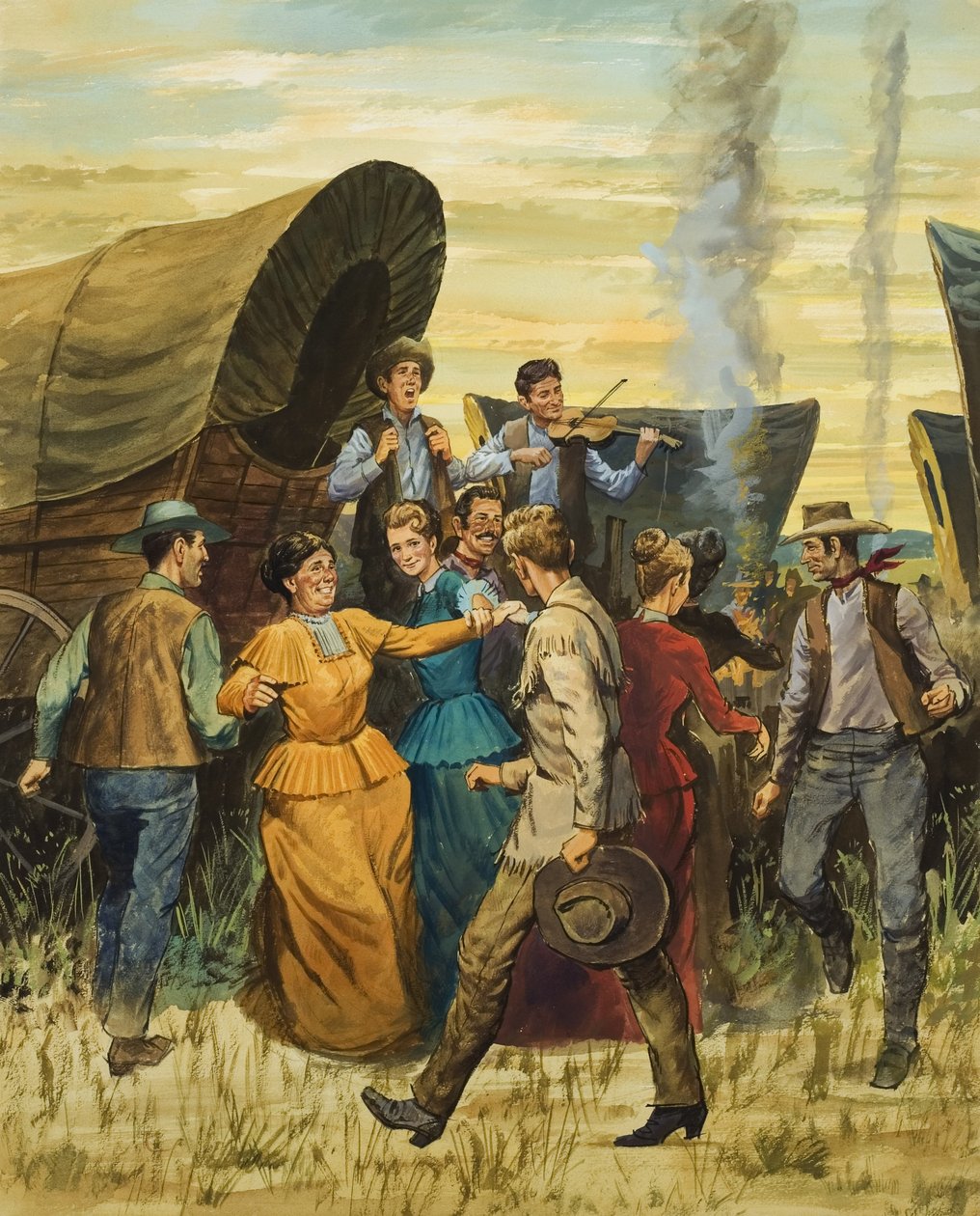 Square Dance (gouache sur papier) - English School