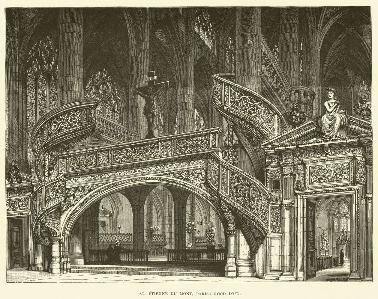 St Etienne du Mont, Paris, Rood Loft (engraving) - English School