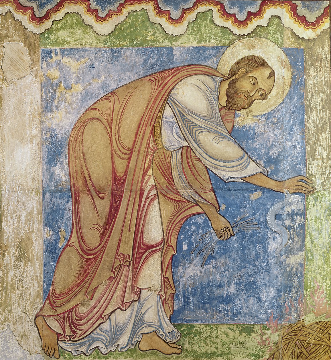 Saint Paul et la vipère, dans la chapelle Saint-Anselme, vers 1180 - English School