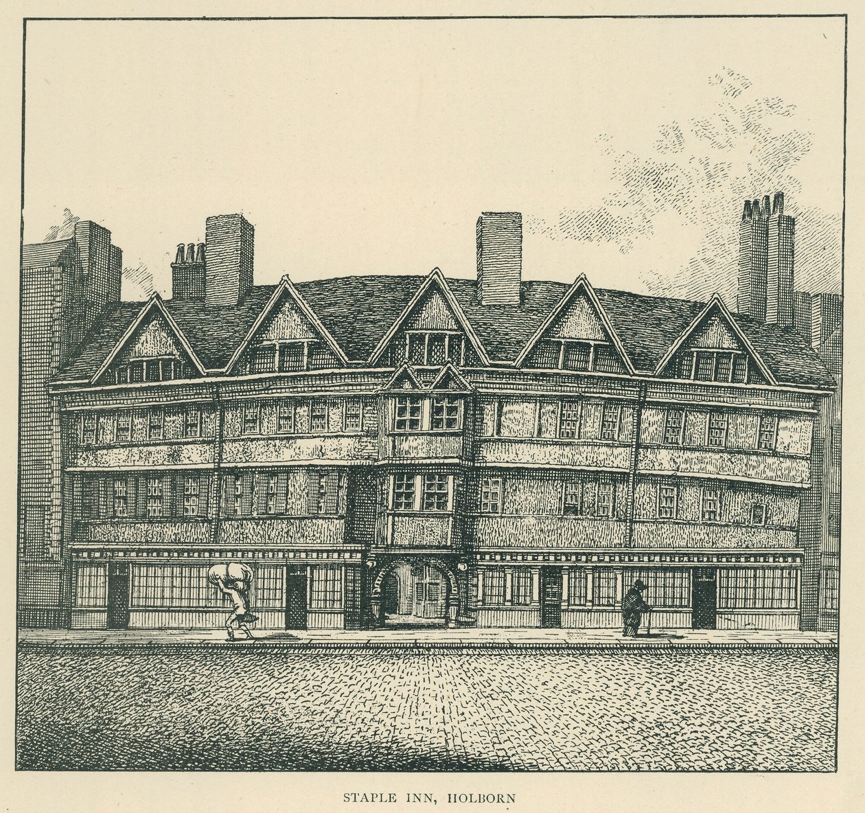 Staple Inn, Holborn (lithographie) - English School
