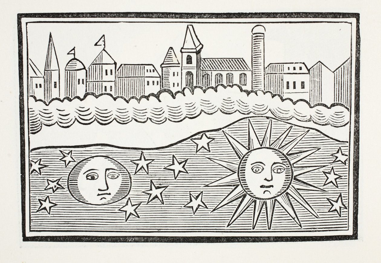 Soleil, Lune, Étoiles et Terre transposés, illustration de Chap-books du XVIIIe siècle par John Ashton, pub. 1882 - English School