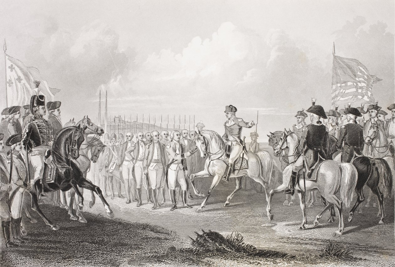 Reddition de Lord Cornwallis à York Town, Virginie, 19 octobre 1781, de 