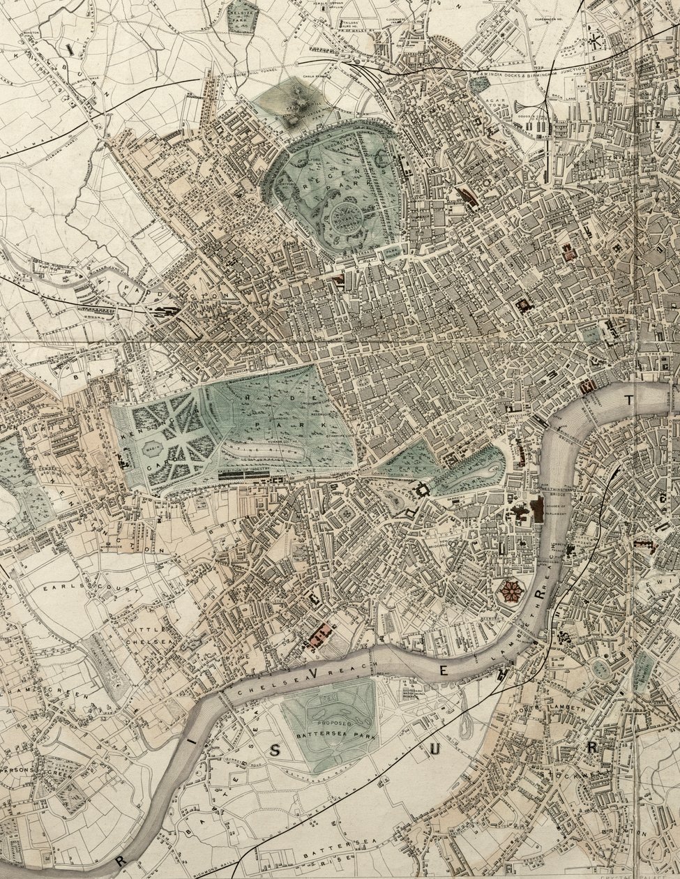 Plan illustré de Londres et de ses environs par Tallis, en commémoration de la Grande Exposition de l