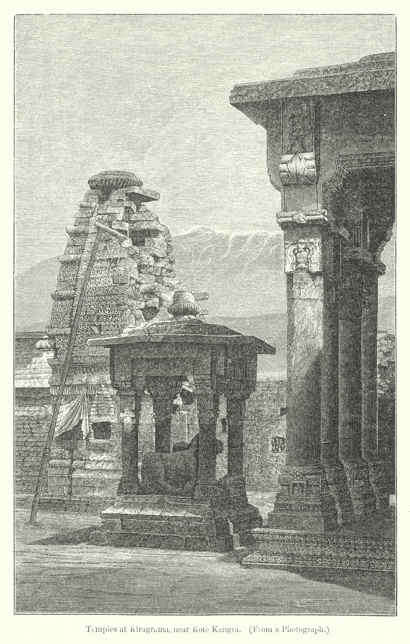 Temples de Kiragrama, près de Kote Kangra (gravure) - English School