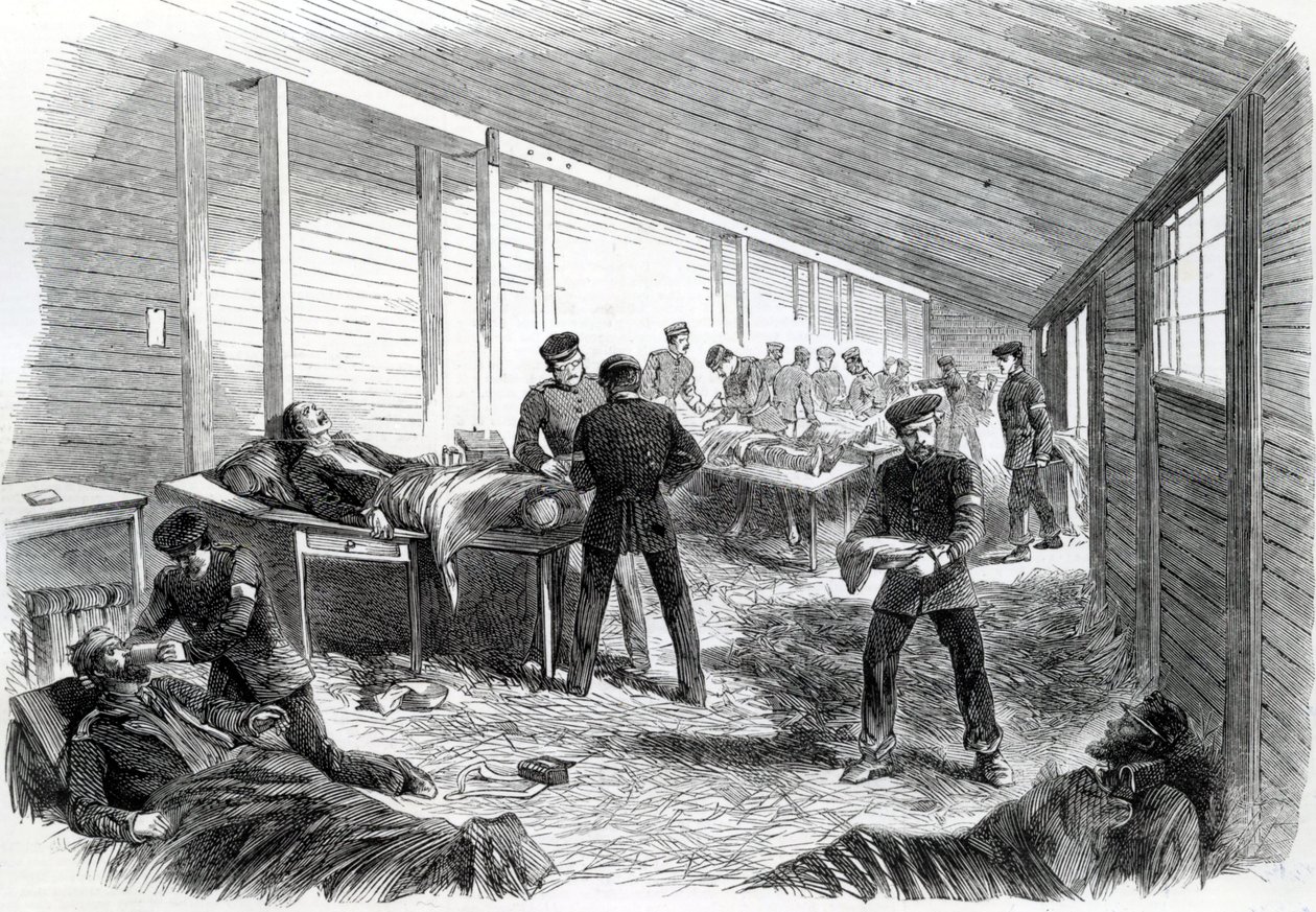 Hôpital de campagne temporaire derrière la deuxième parallèle prussienne à Dueppel, 1864 - English School