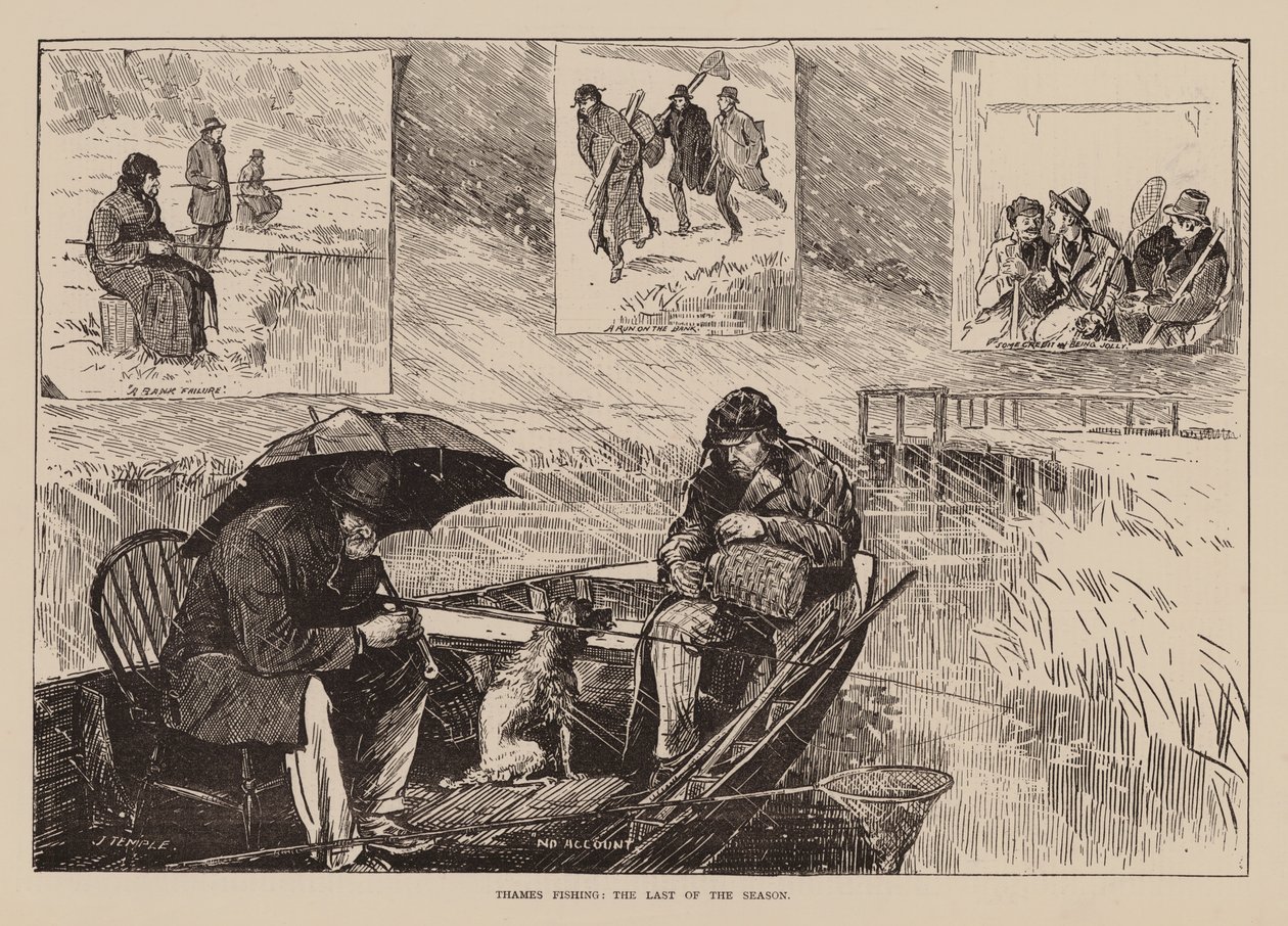 La pêche sur la Tamise, la dernière de la saison (gravure) - English School