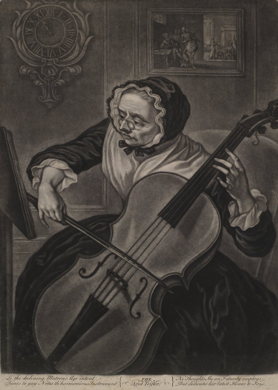 Le Vieil Amuseur, vers 1750 (mezzotinte) - English School