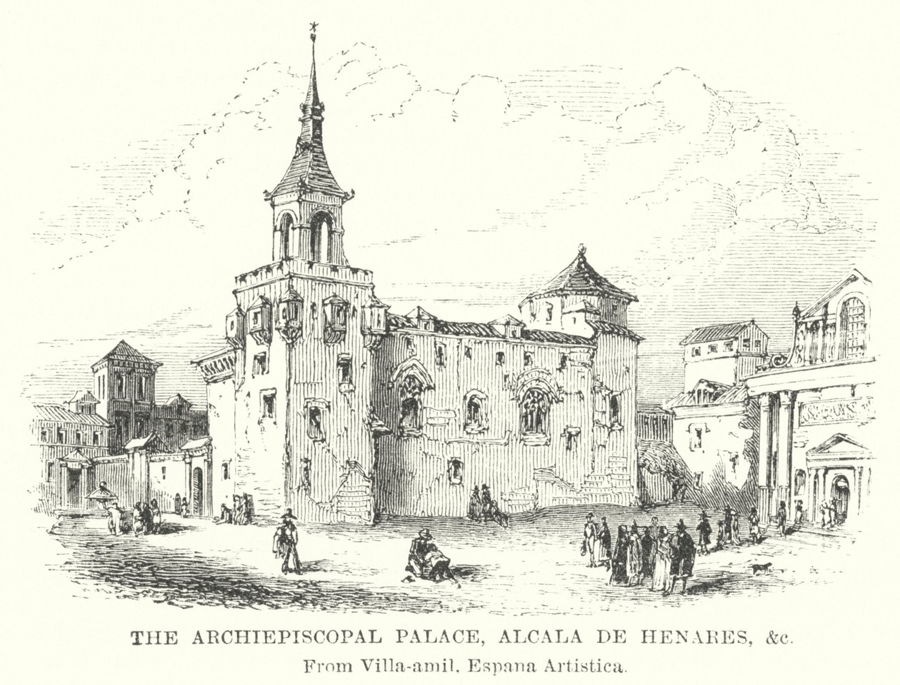Le palais archiépiscopal, Alcala de Henares etc (gravure) - English School