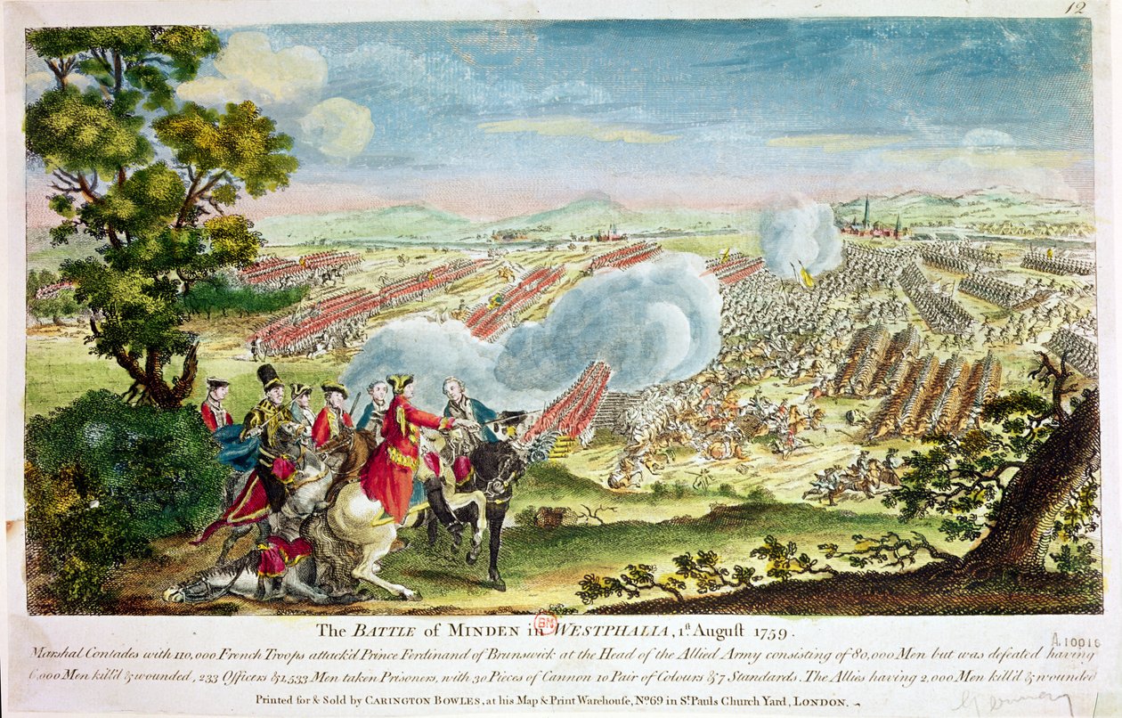 La Bataille de Minden en Westphalie en 1759 - English School