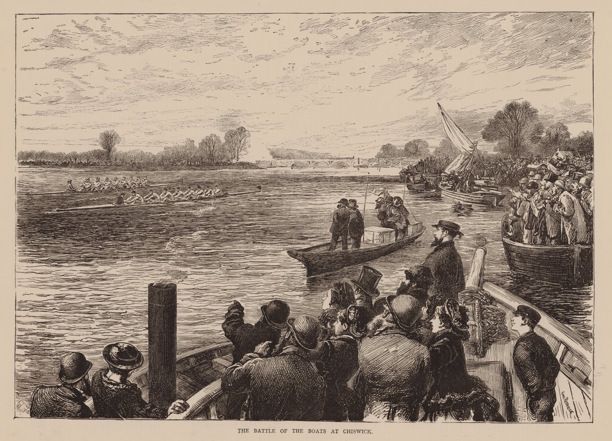 La bataille des bateaux à Chiswick (gravure) - English School