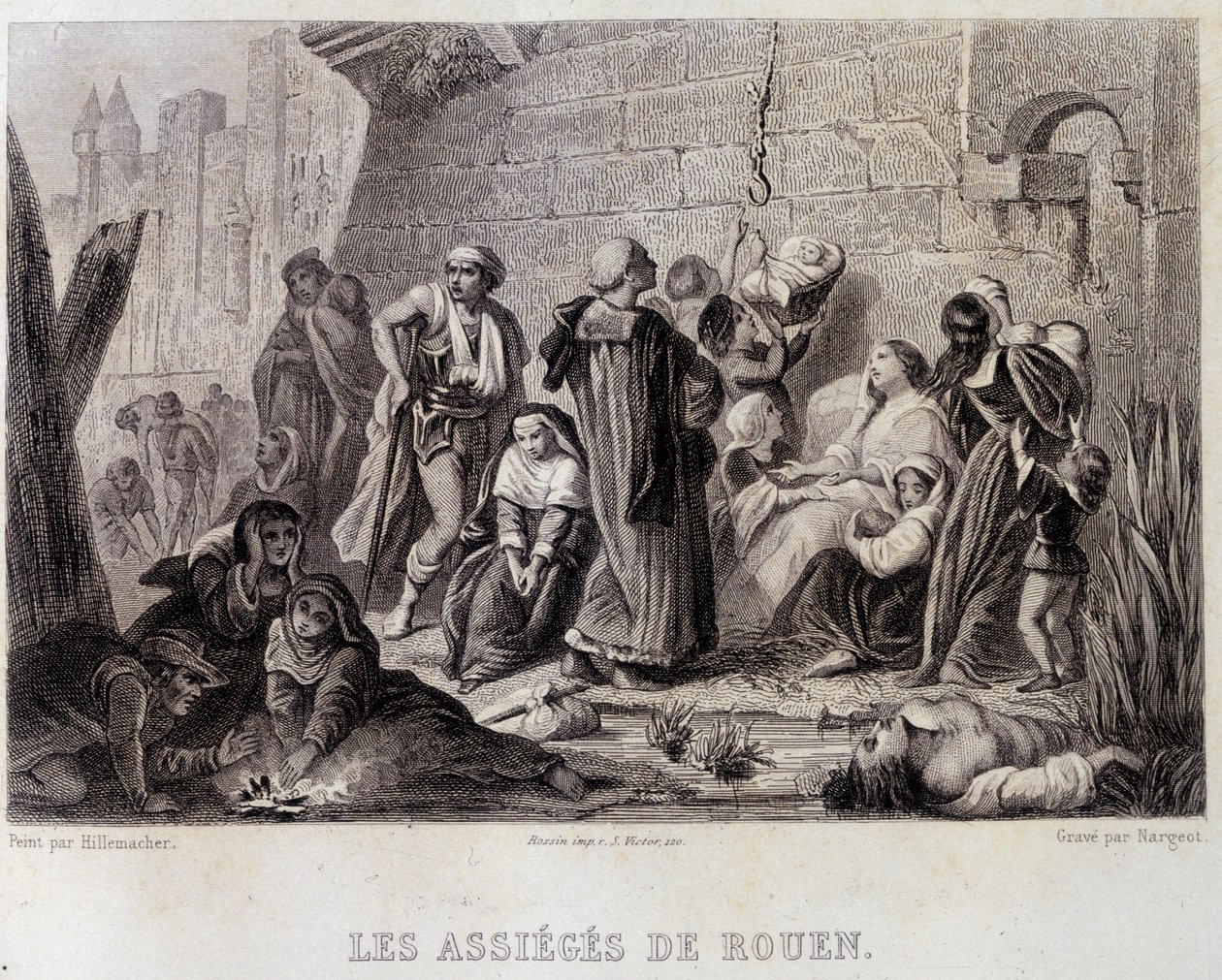 Les Assiégés de Rouen (gravure) - English School