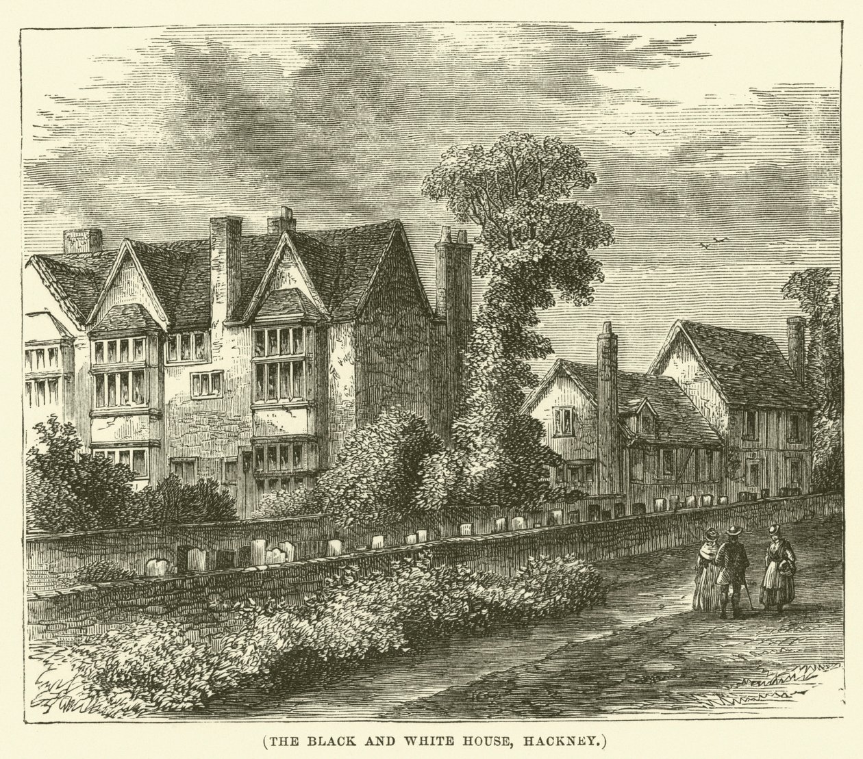 The Black and White House, Hackney (gravure) - English School