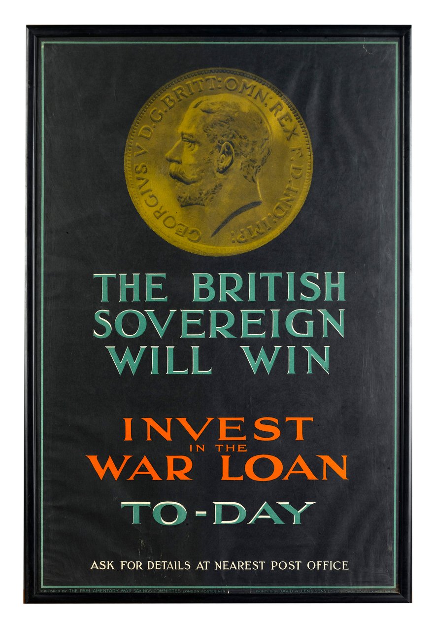 Le Souverain Britannique Gagnera, affiche de prêt de guerre de la Première Guerre mondiale - English School