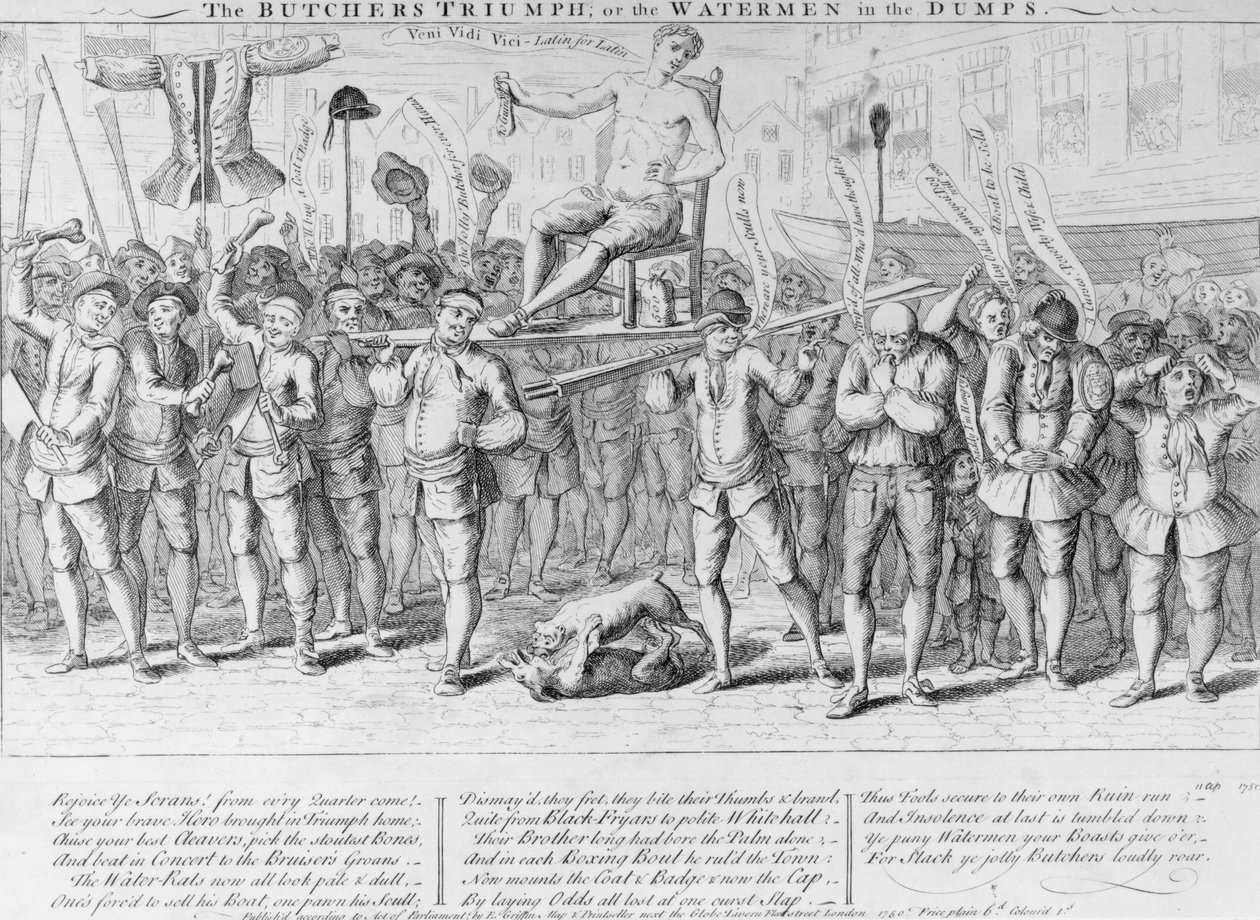 Le Triomphe des Bouchers, ou le Batelier dans les Choux, 1750 - English School