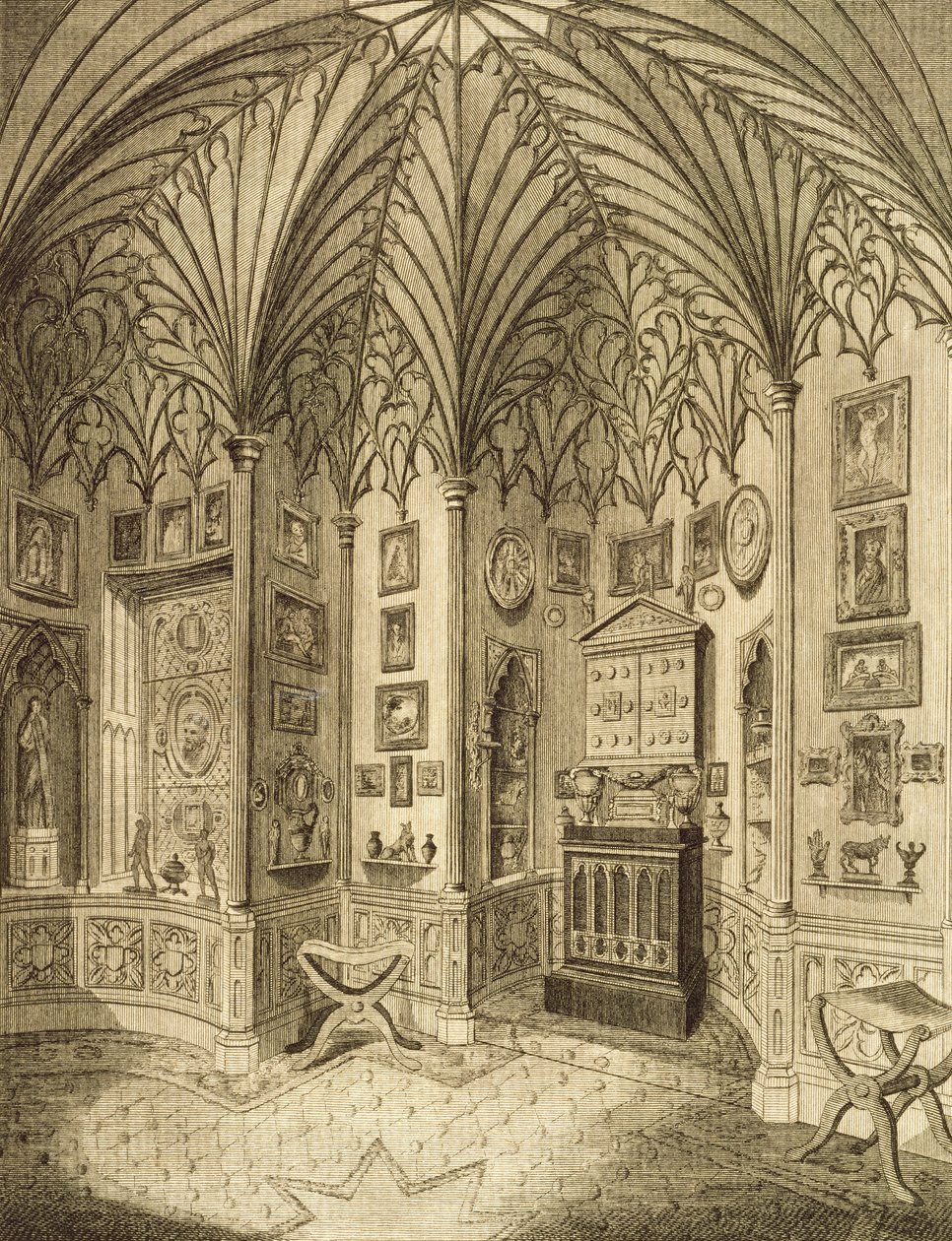 Le Cabinet, gravé par T. Morris, de Description de Strawberry Hill par Horace Walton, 1784 - English School
