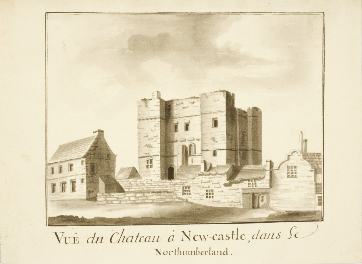 Le château, Newcastle upon Tyne (encre et crayon sur papier) - English School