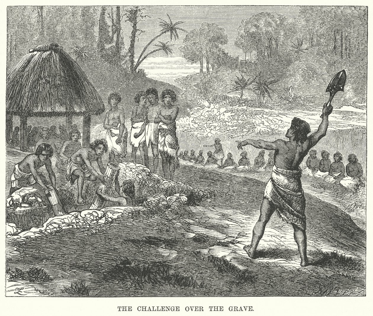 Le défi au-dessus de la tombe (gravure) - English School