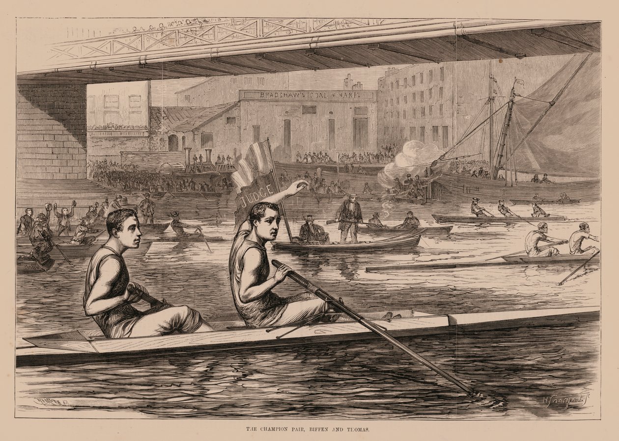 La paire de champions, Biffen et Teomas (gravure) - English School