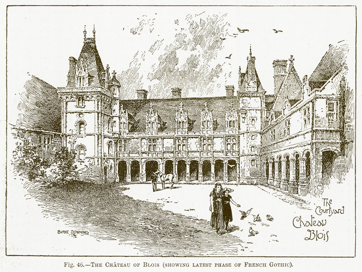 Le château de Blois (montrant la dernière phase du gothique français) (gravure) - English School