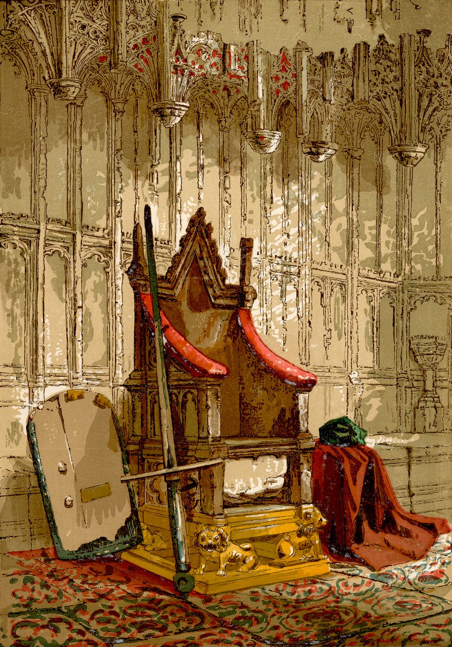 La chaise du couronnement (gravure en couleur) - English School
