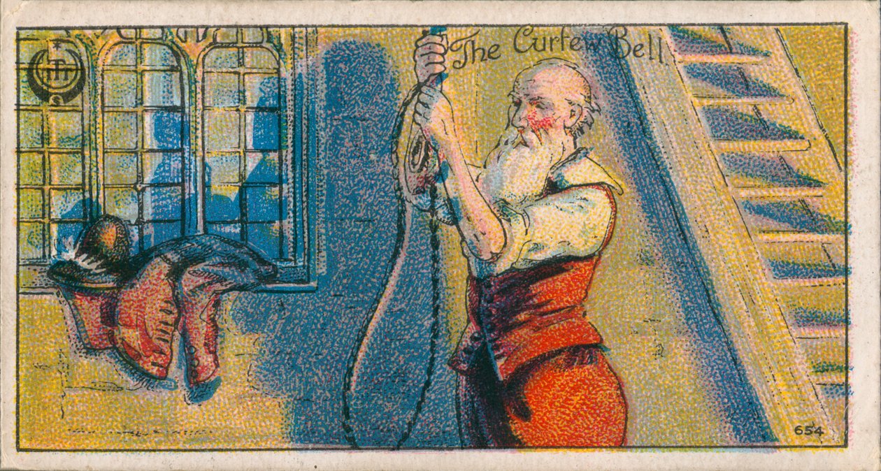La cloche du couvre-feu (chromolitho) - English School