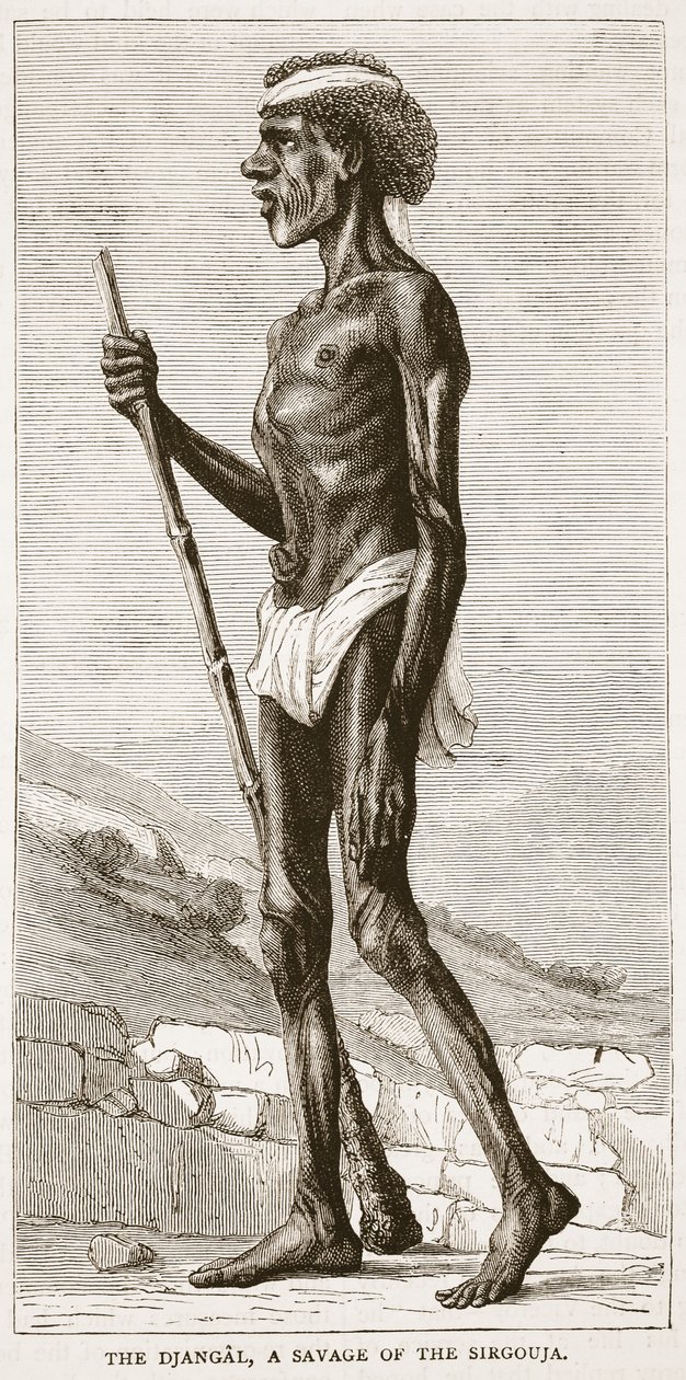 Le Djangal, un sauvage du Sirgouja, illustration de Cassells Illustrated History of England - English School