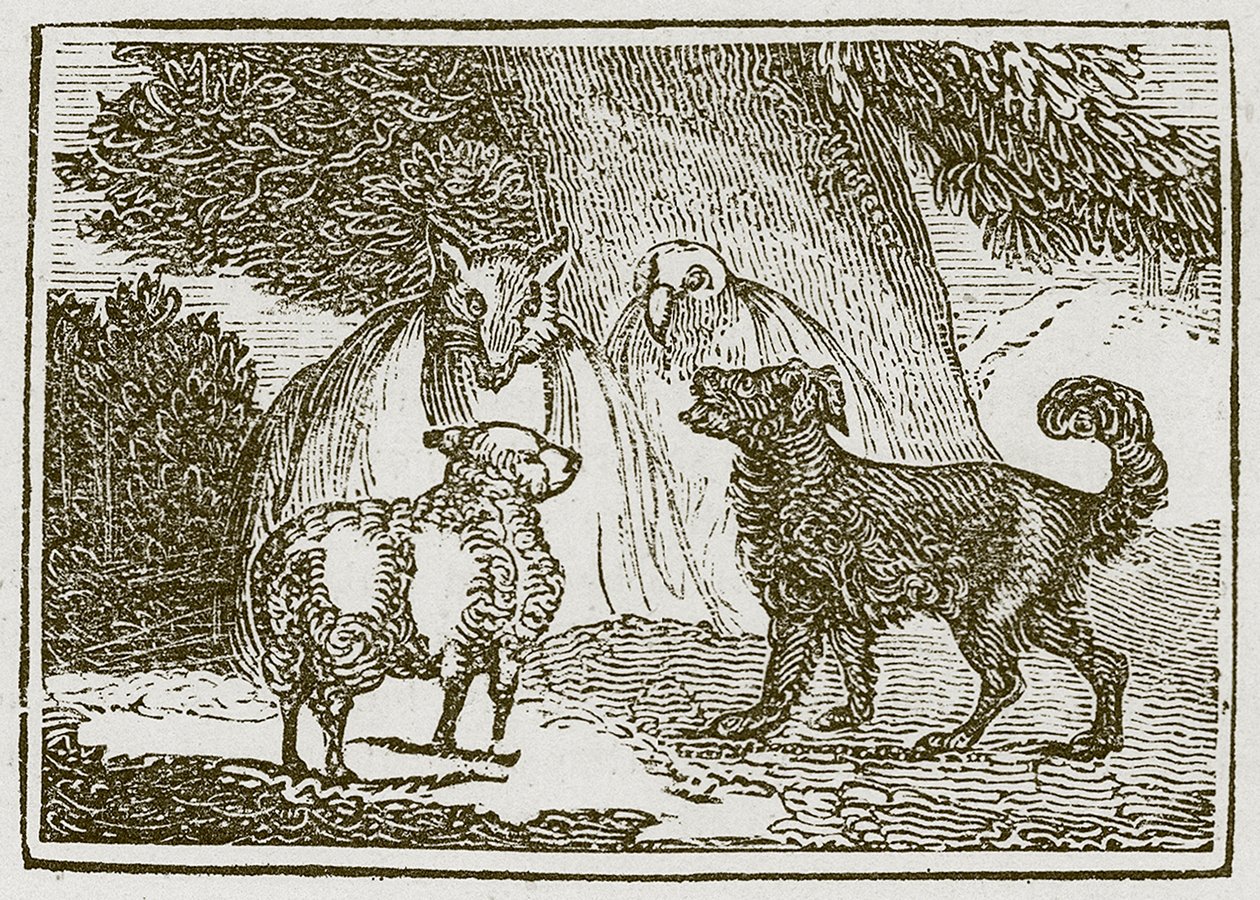 Le chien et le mouton (gravure) - English School