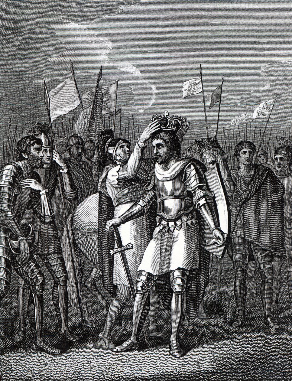 Le comte de Richmond choisi roi après la bataille de Bosworth, de 