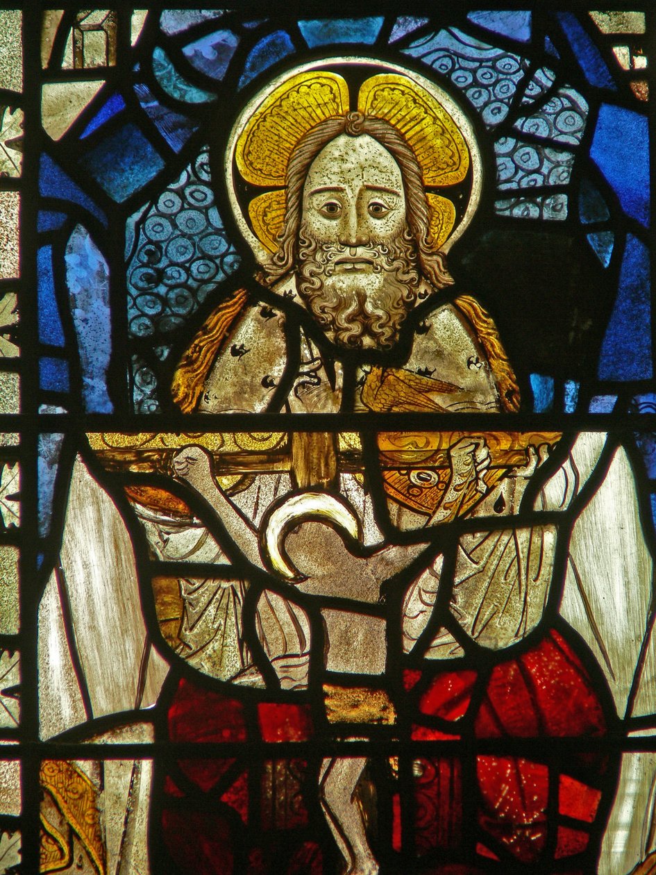 La fenêtre Est (Ew) représentant un panneau composite de la Trinité - English School