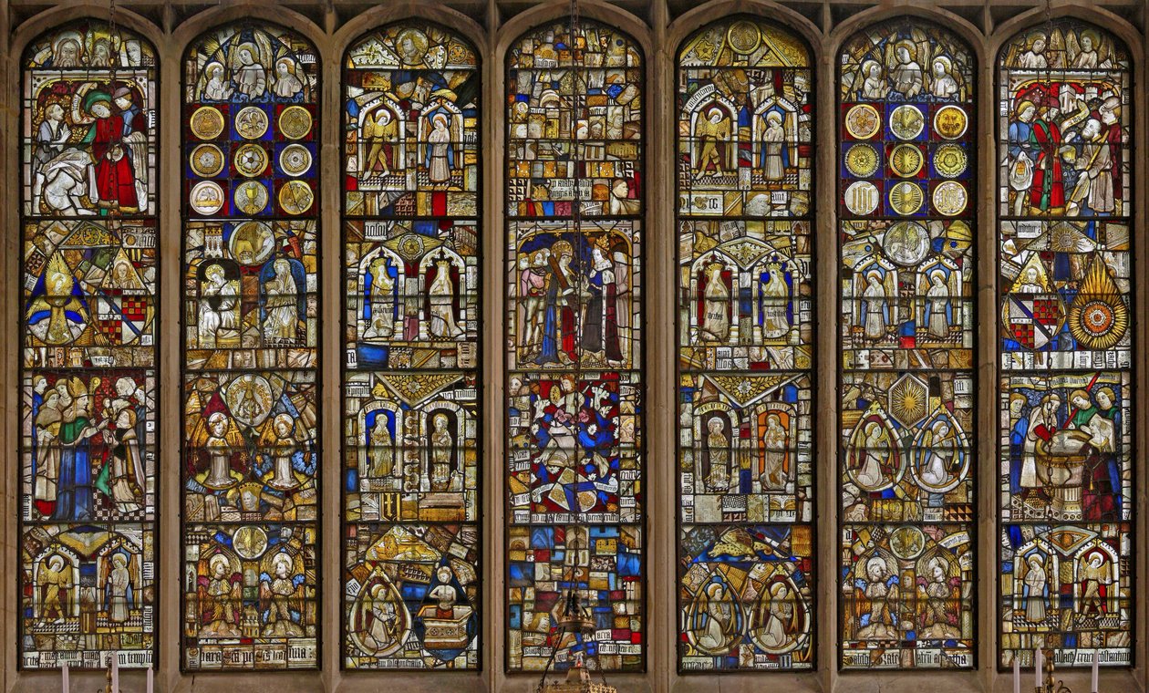 La fenêtre est avec une collection remarquable de panneaux - English School