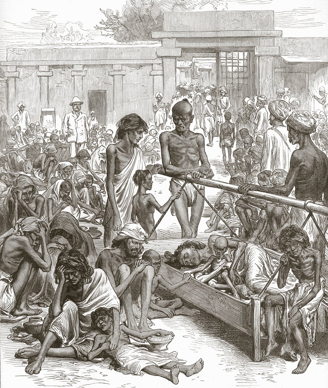 La famine en Inde : Les indigènes attendant de l
