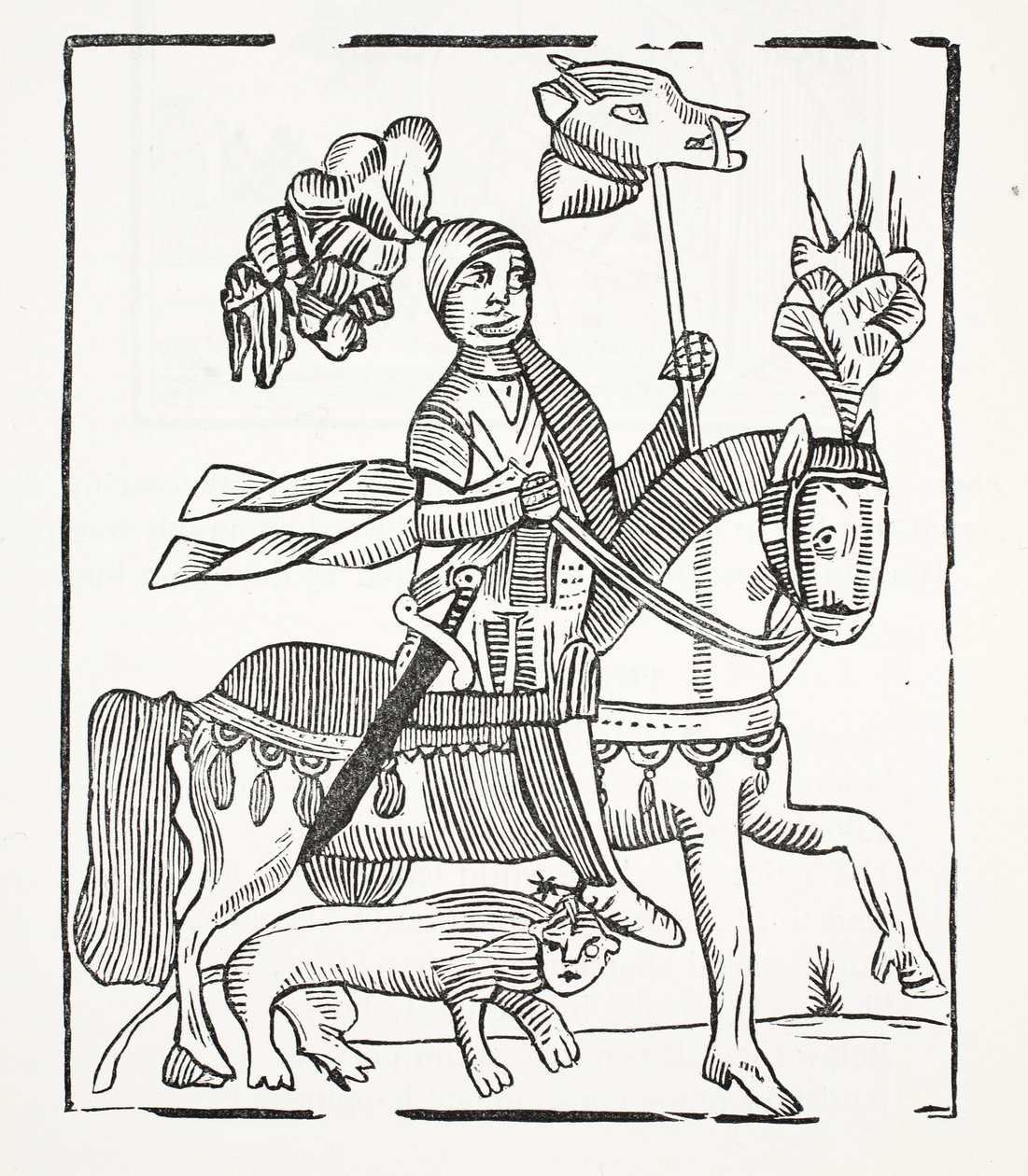 La célèbre histoire de Guy, comte de Warwick, illustration de Chap-books du XVIIIe siècle par John Ashton, pub. 1882 - English School