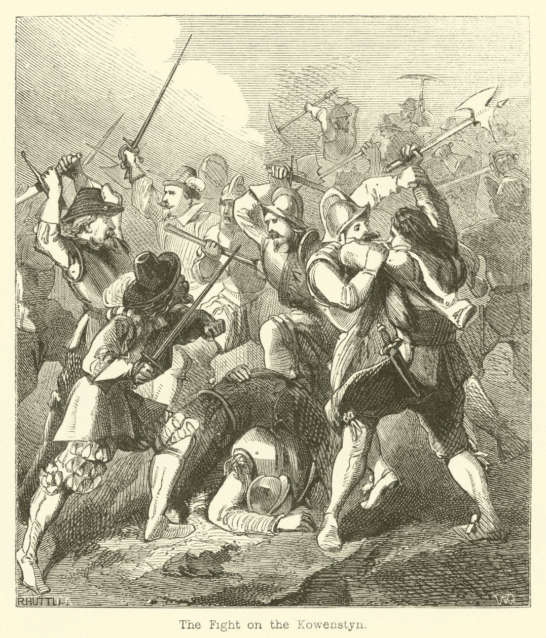 Le combat sur le Kowenstyn (gravure) - English School