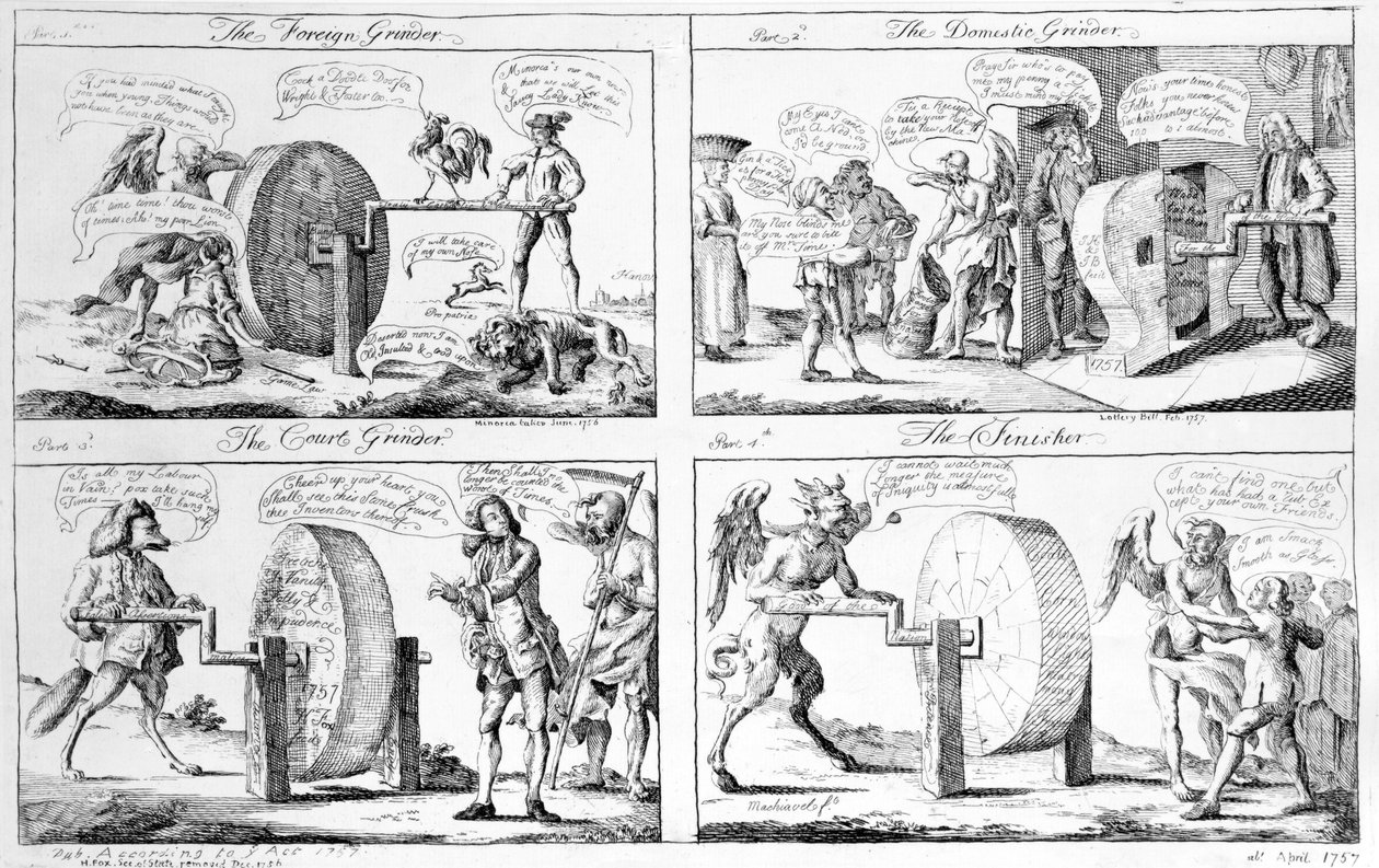 Le Meuleur Étranger, Le Meuleur Domestique, Le Meuleur de Cour, Le Finisseur, 1757 - English School