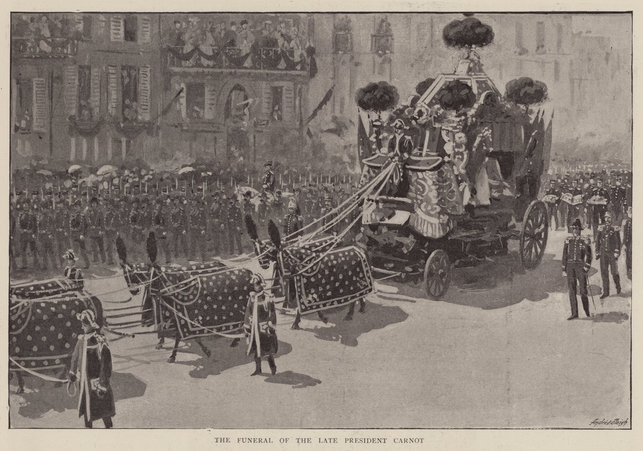 Les funérailles de feu le président Carnot (litho) - English School