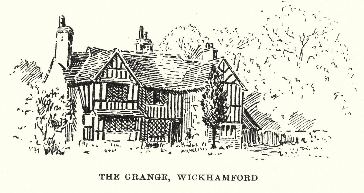 The Grange, Wickhamford (lithographie) - English School