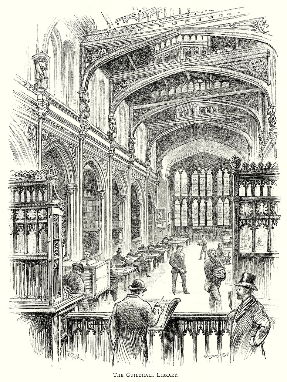 The Guildhall Library (gravure) - English School