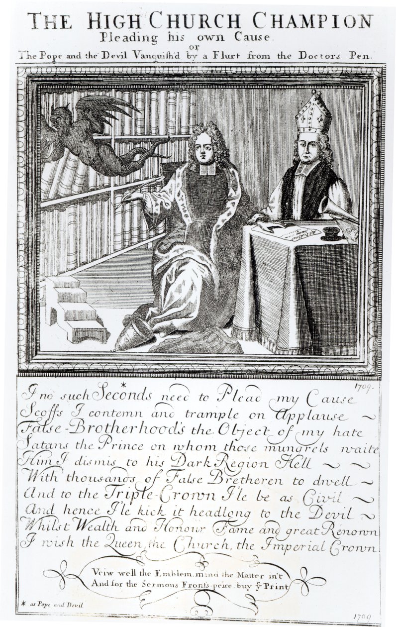 Le champion de la Haute Église, plaidant sa propre cause, 1709 - English School