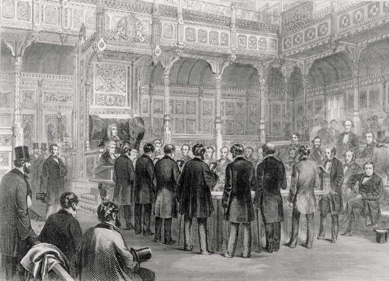 La Chambre des communes : prestation de serment des membres en 1857 - English School