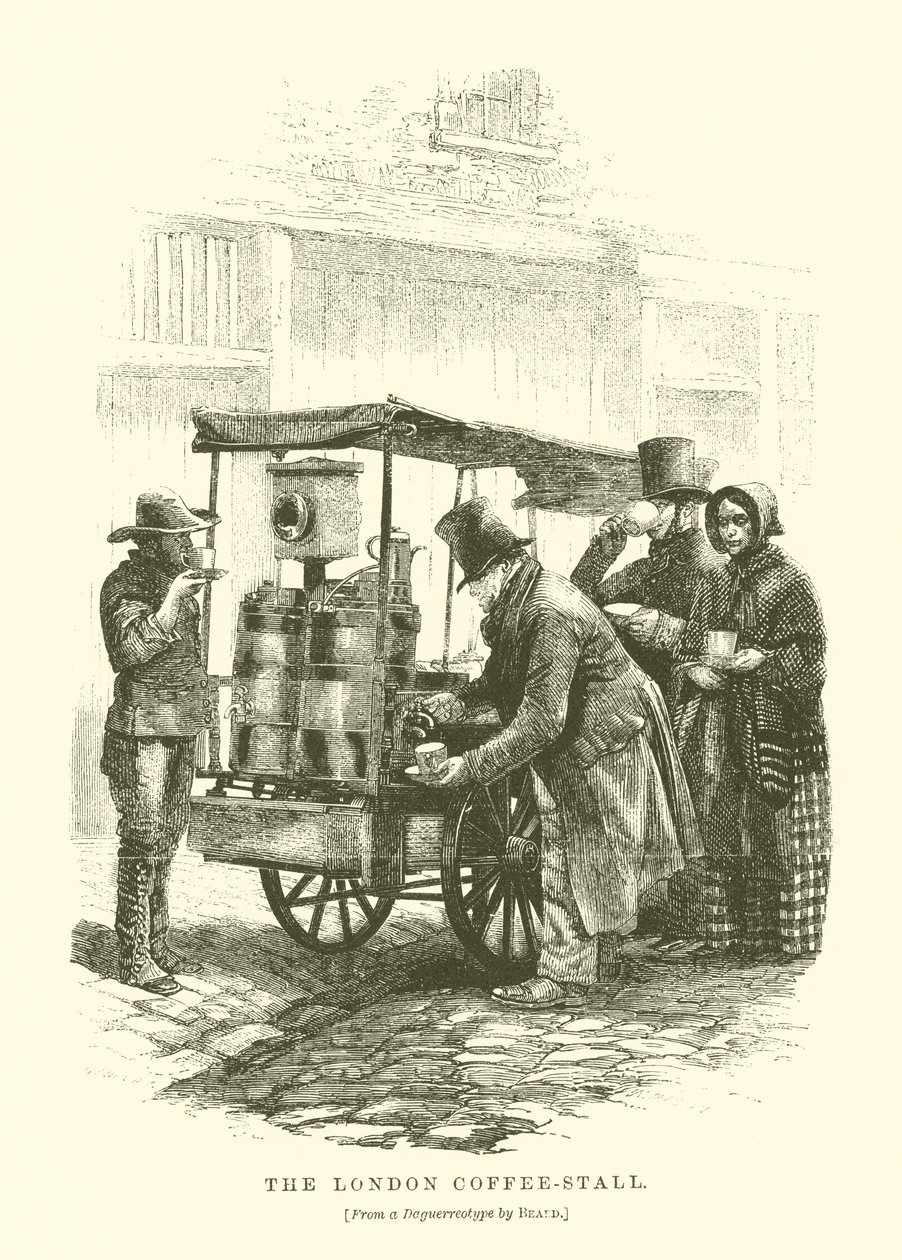 Le café de Londres (gravure) - English School