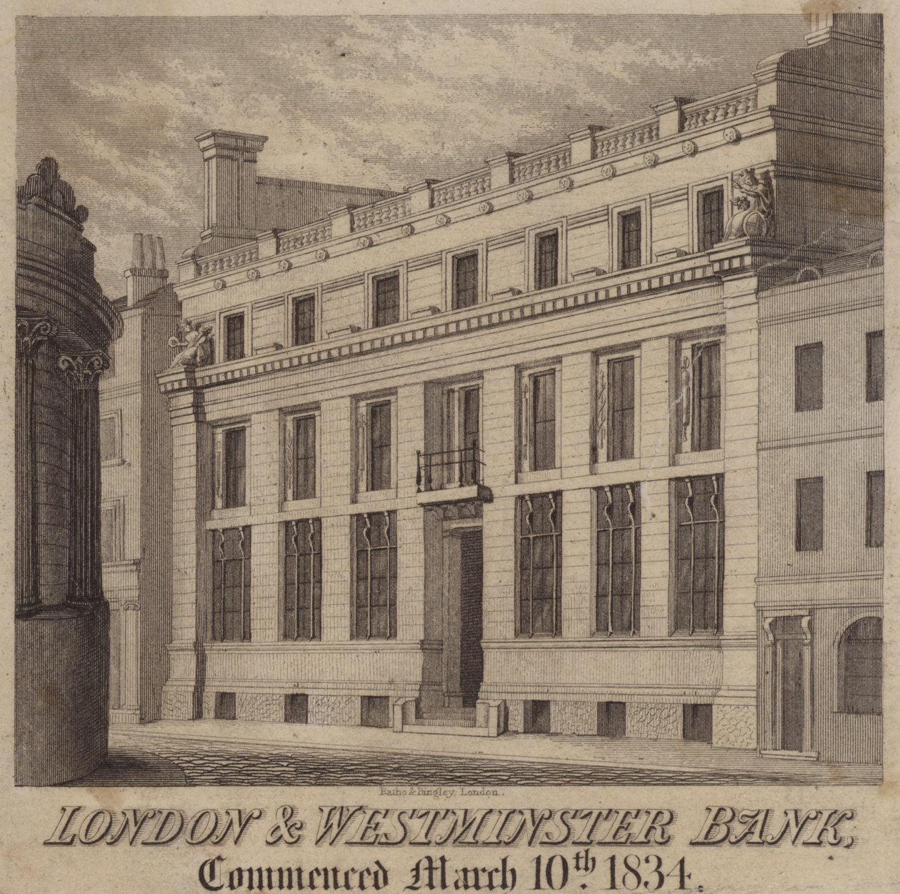 La banque de Londres et de Westminster (gravure) - English School