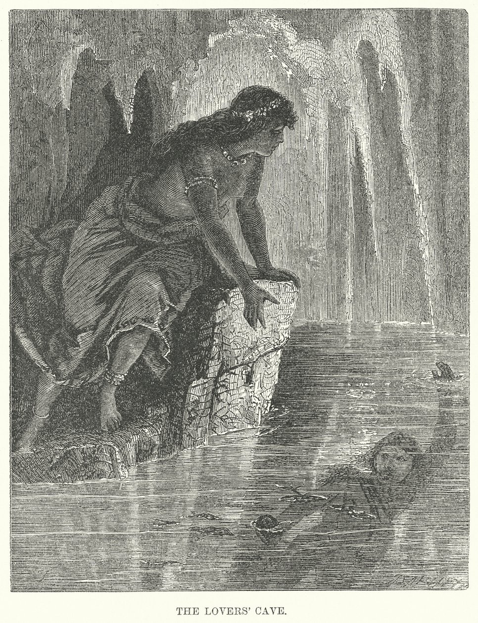 La grotte des amoureux (gravure) - English School