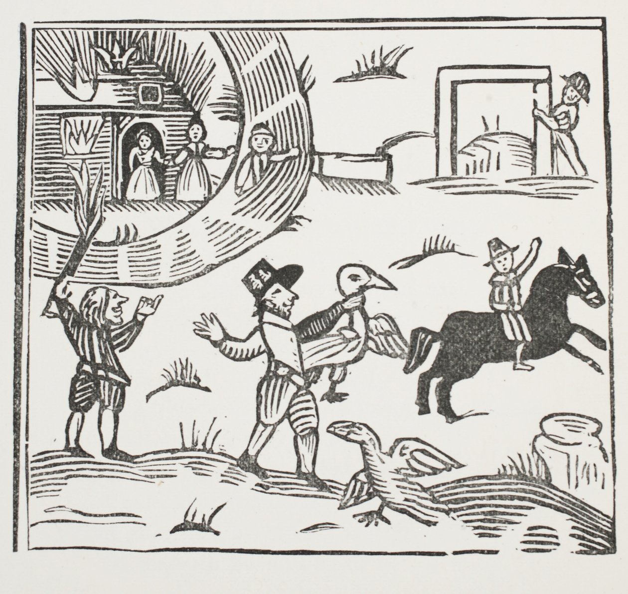 Les farces folles de Tom Tram, illustration de Chap-books du XVIIIe siècle par John Ashton, pub. 1882 - English School