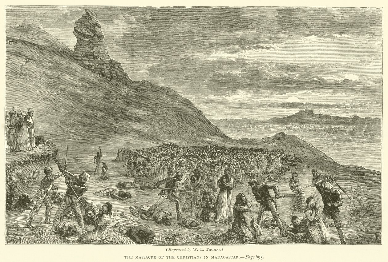 Le massacre des chrétiens à Madagascar (gravure) - English School