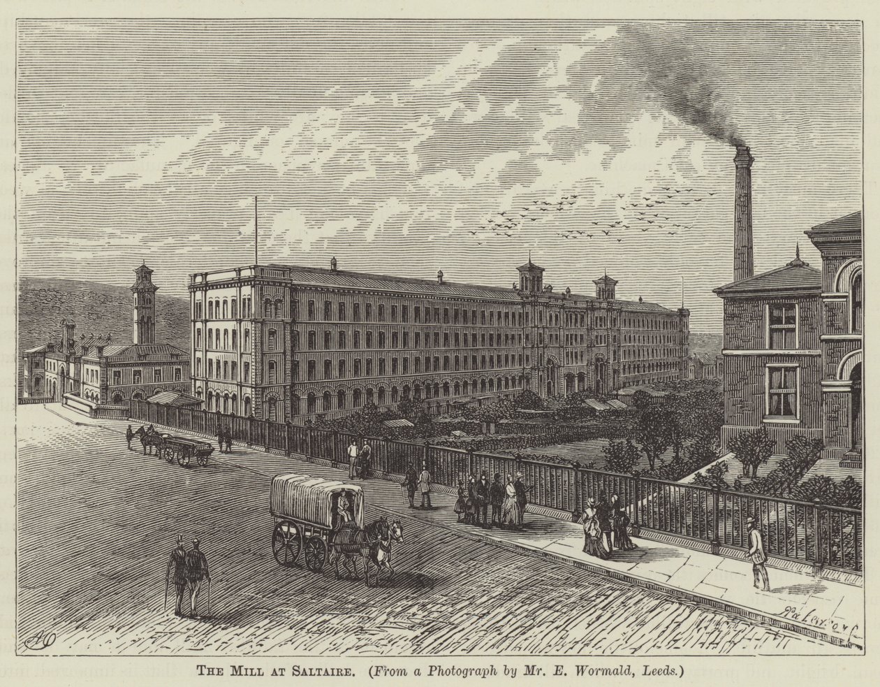 Le moulin de Saltaire (gravure) - English School