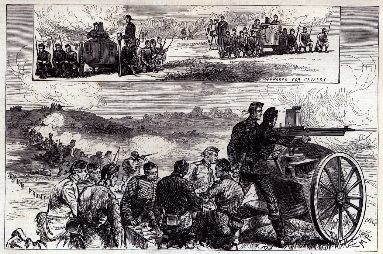 Les canons Nordenfeldt à Aldershott, de l