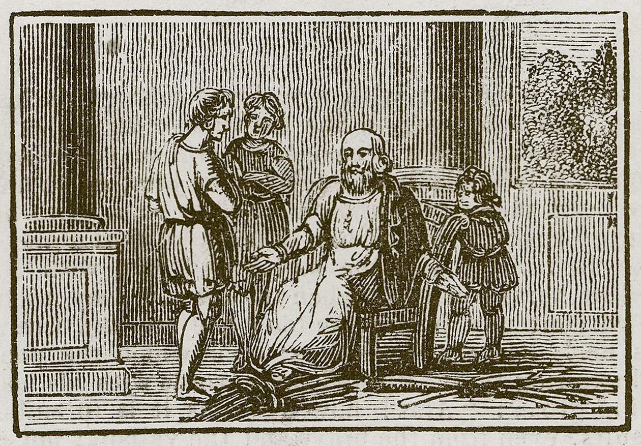 Le vieil homme et ses fils (gravure) - English School