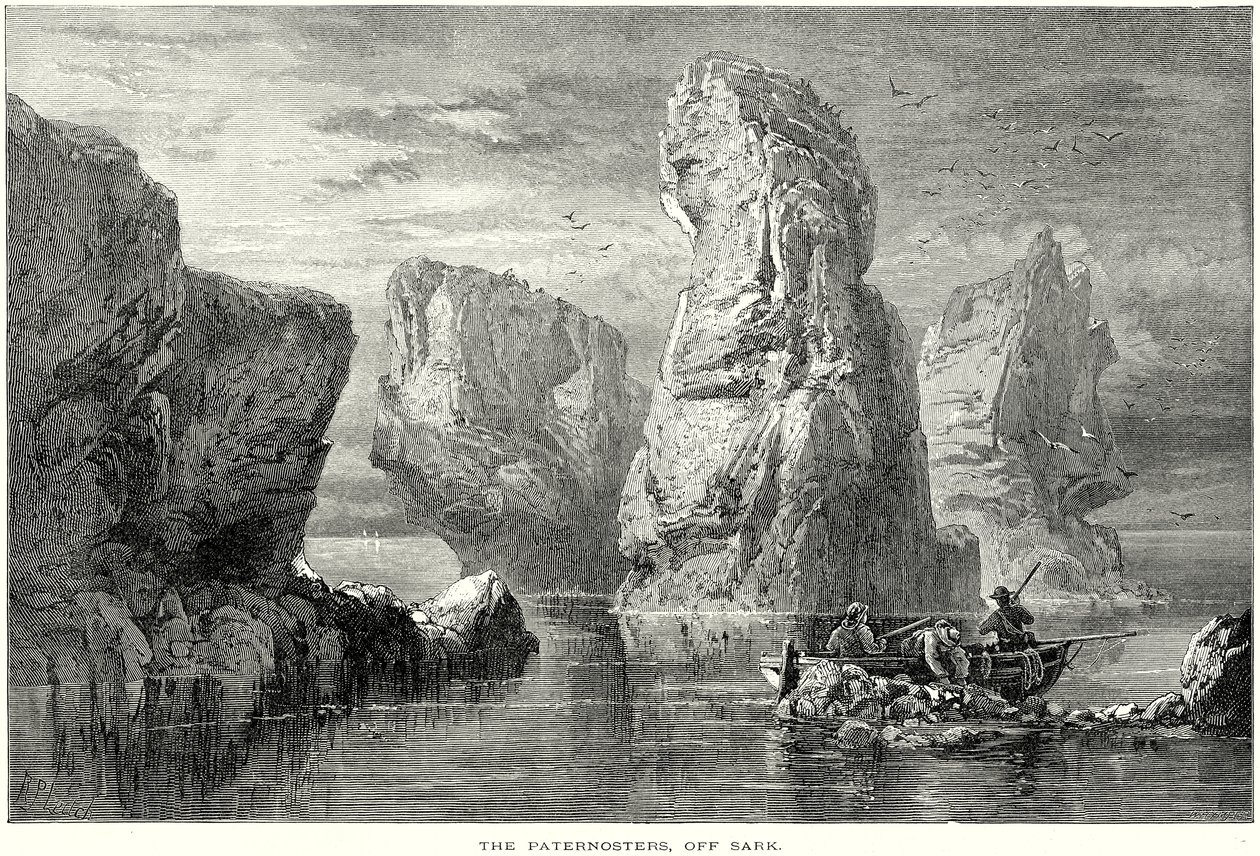 Les Paternosters, au large de Sark (gravure) - English School