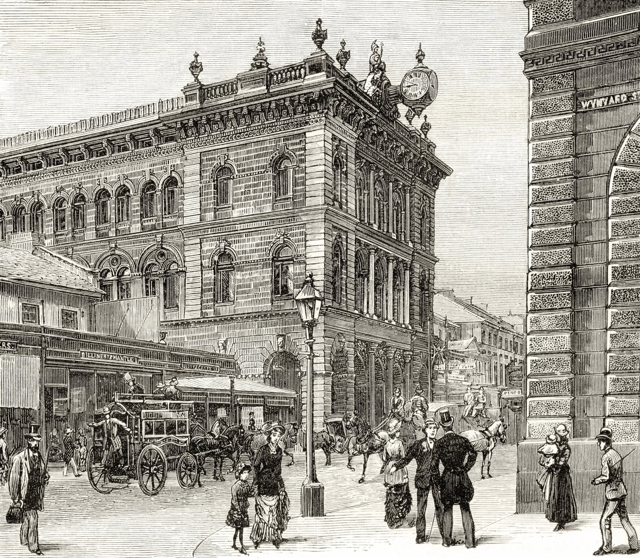 Le bureau de poste, rue George, Sydney, vers 1880, de 