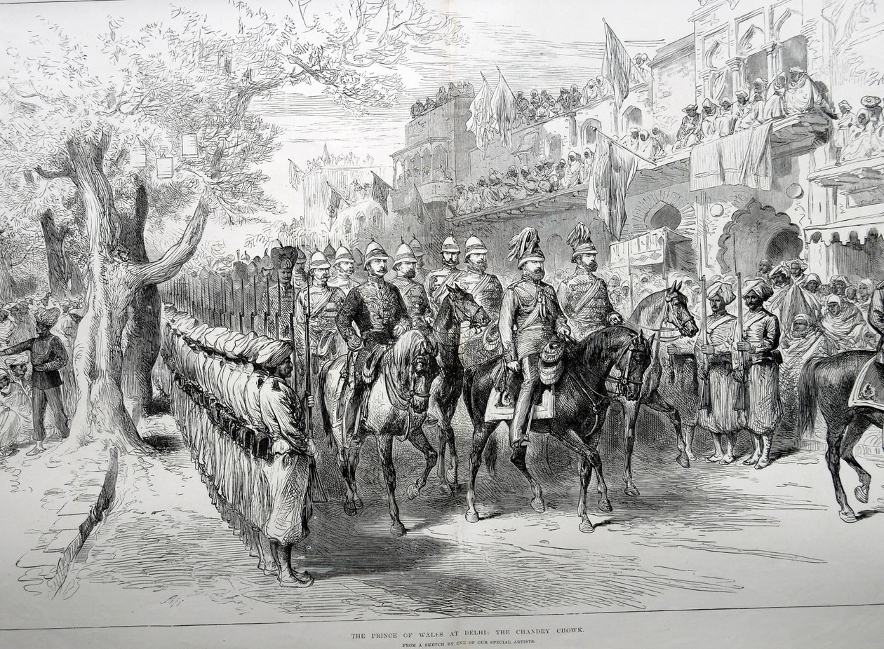 Le prince de Galles à Delhi : le Chandry Chowk - English School